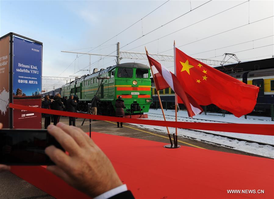 1st trans-Eurasia container train linking China, Latvia arrives in Riga