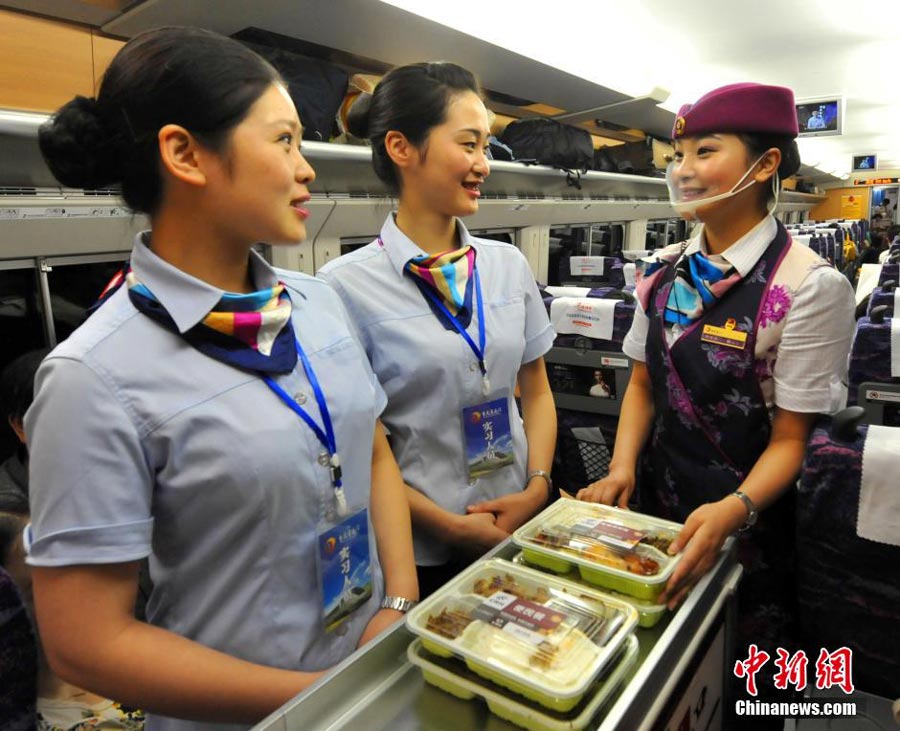 High speed train attendants receive training in Chongqing