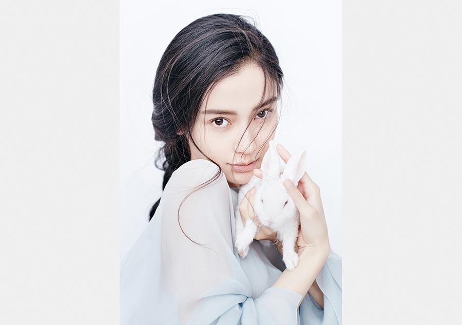 Angelababy poses with animals