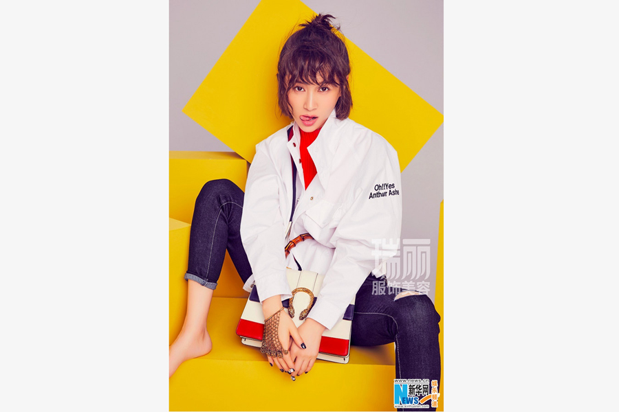 Actress Wang Ziwen poses for fashion magazine