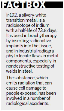 Workers OK after lost iridium-192 recovered