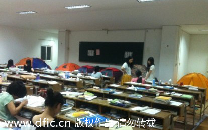 Study room doubles as a dorm to beat the heat