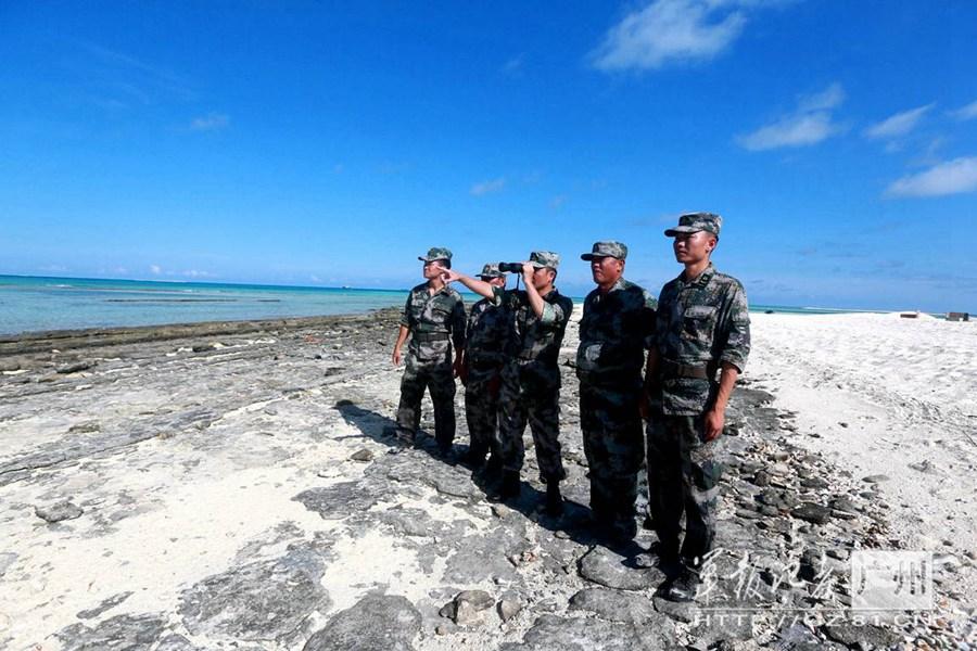 Soldiers in Sansha guard the islands