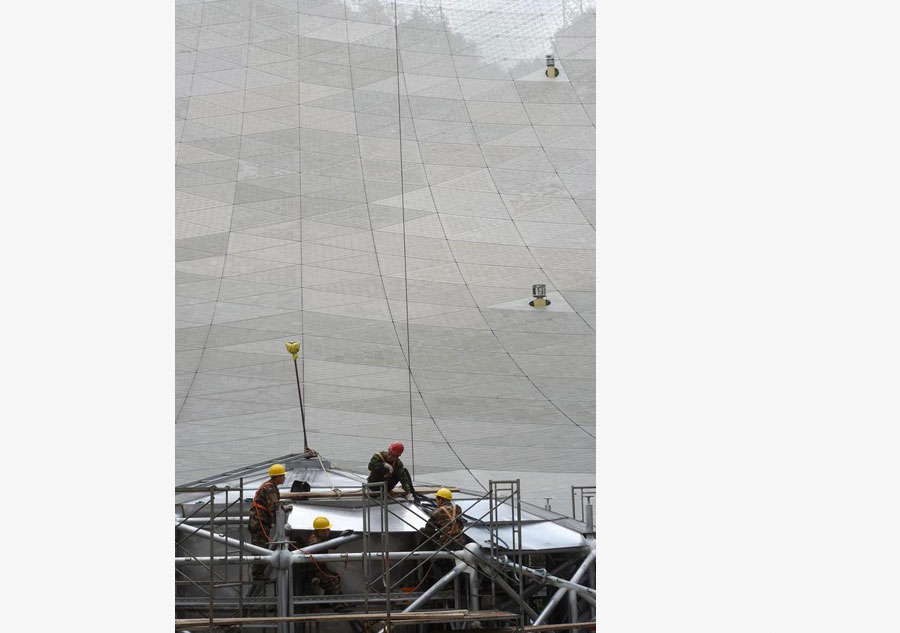 Installation of largest single-aperture spherical telescope to finish