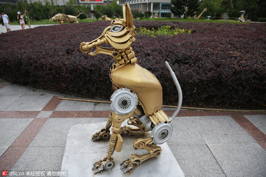 Students turn scrap parts into animal statues