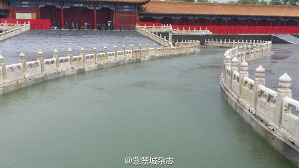 Forbidden City's ancient drainage prevents flooding despite severe rainstorm