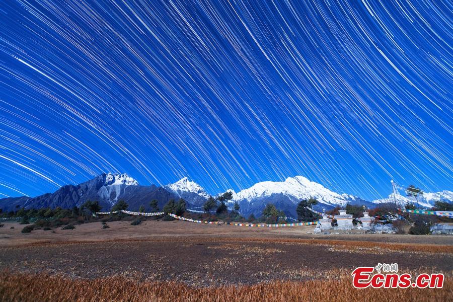 Spectacular starry night in Shigatse, Tibet