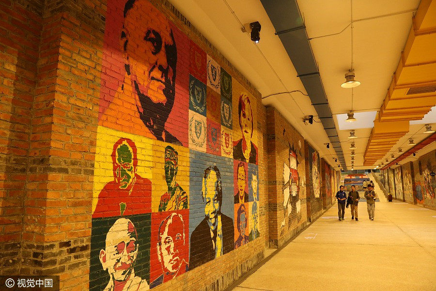 Students' paintings color university underpass in Jiangsu