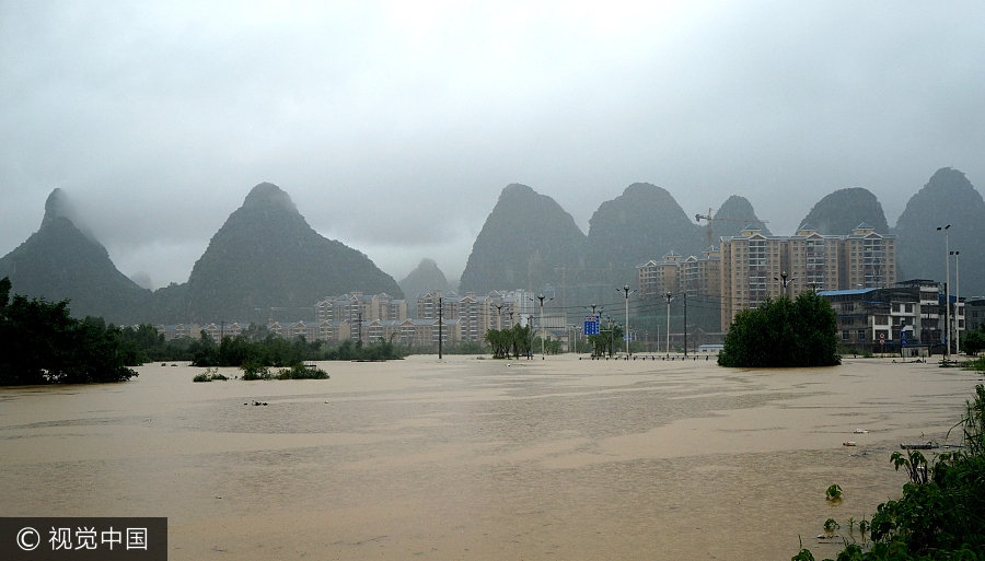 Torrential rain leaves S China county flooded