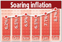 Food price hikes push CPI to 8.7%