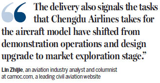 First China-made regional jet delivered to Chengdu Airlines