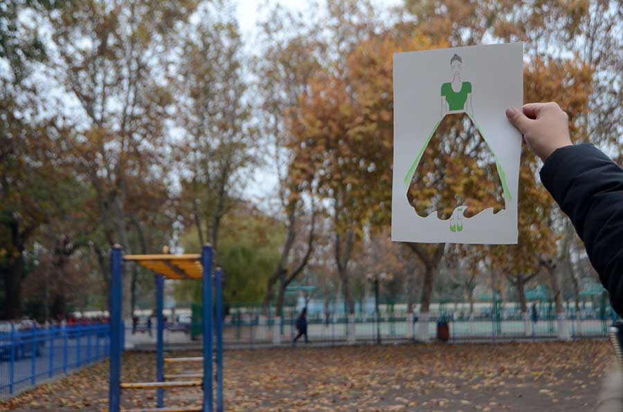 Cut outs created by college students add color to bleak winter