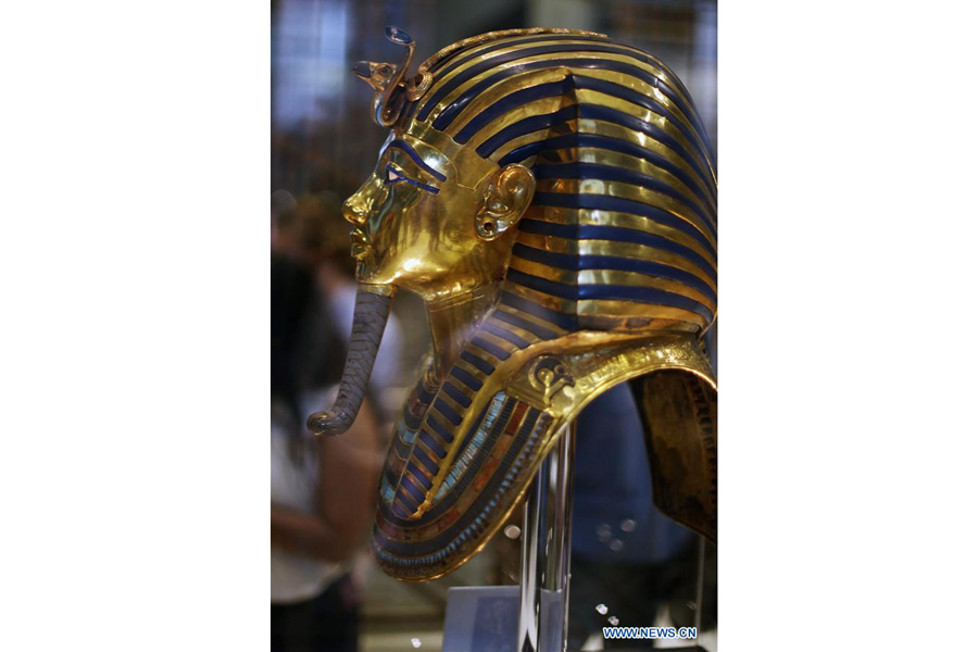 Golden mask of King Tutankhamun seen at museum in Cairo