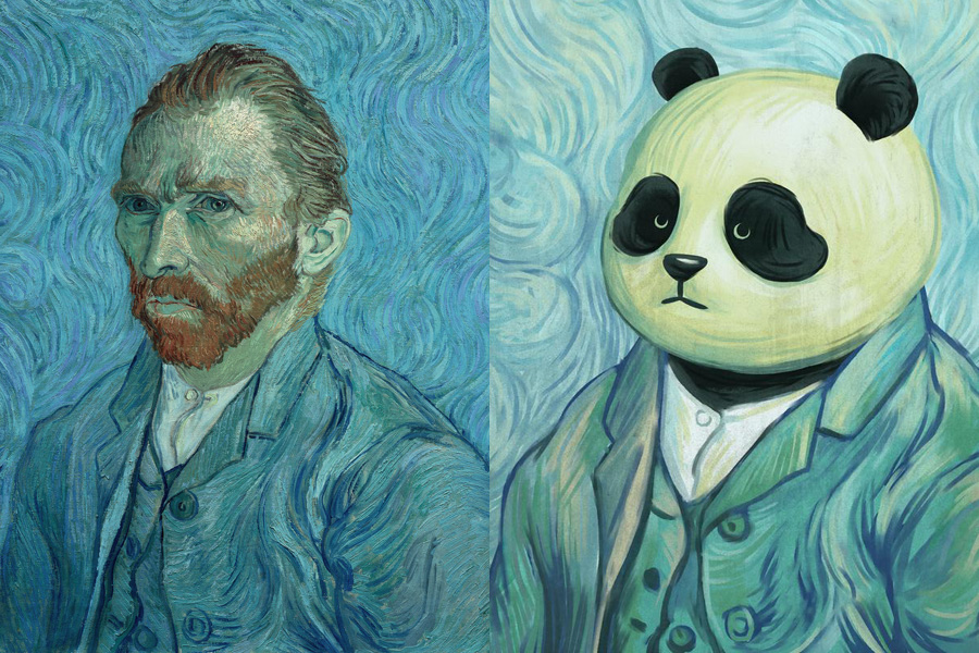 The Chinese panda shakes up famous paintings