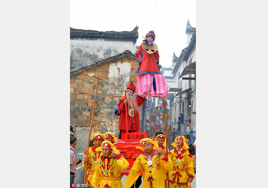 Folk dance Taige shows history, color and music in Wuyuan