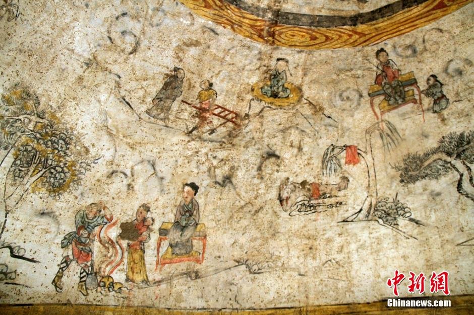 Yuan Dynasty fresco tomb excavated in Shaanxi