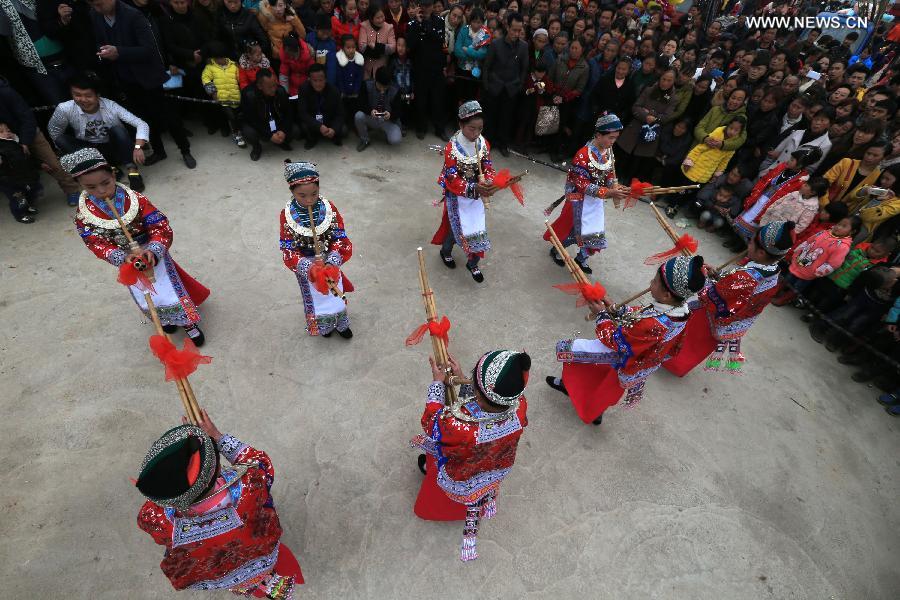 Miao people celebrate New Year in Anshun City, SW China