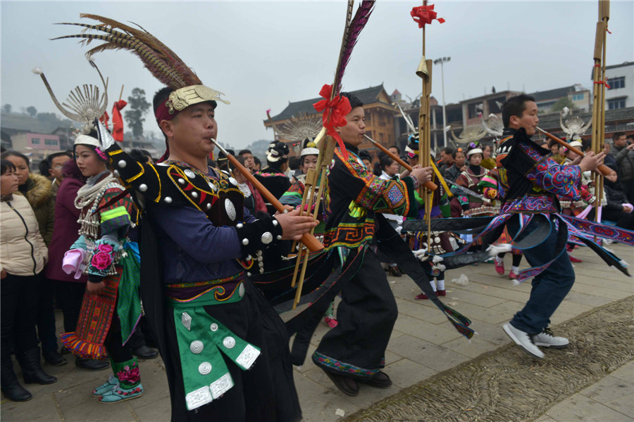 Grand Lusheng Festival celebration of Miao ethnic people in Guizhou