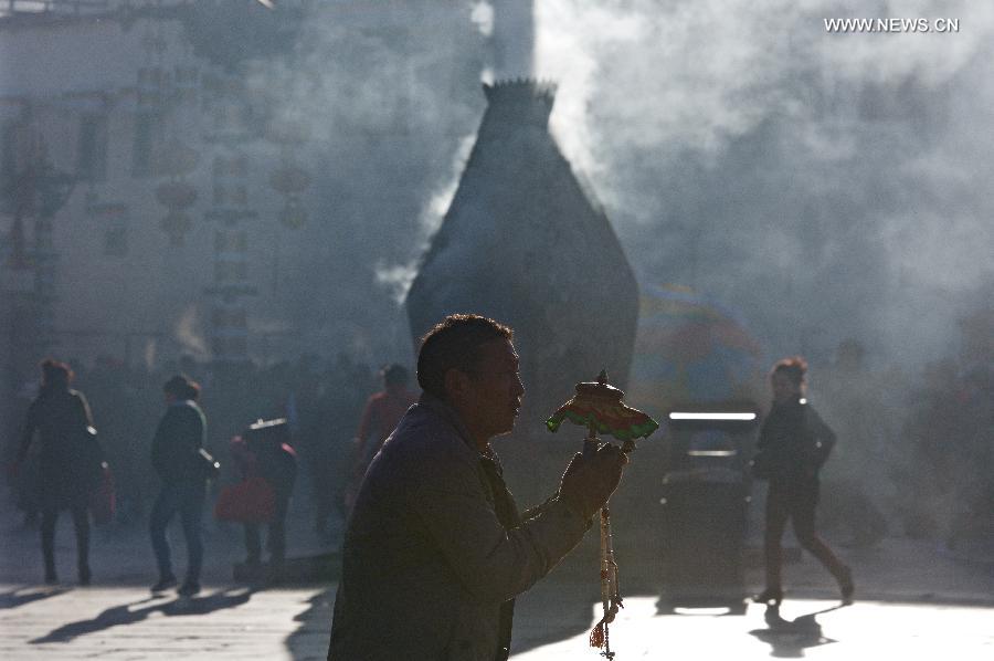 Tibetan buddhists pilgrimage in Lhasa during Saka Dawa Festival