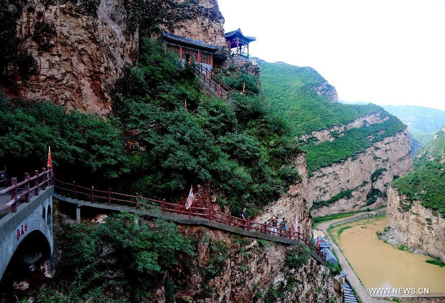 Ancient Taoist temples on cliff in China's Hebei