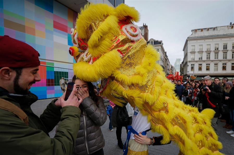 Performers take part in Chinese New Year Parade in Brussels