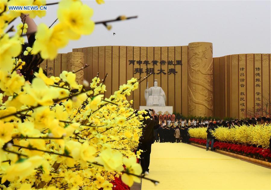 Ancestor worship grand ceremony to honor Huangdi held in C China