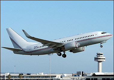 Photo taken in 2004 of a plane suspected of being used by the US Central Intelligence Agency (CIA) departing from Palma de Mallorca airport. 