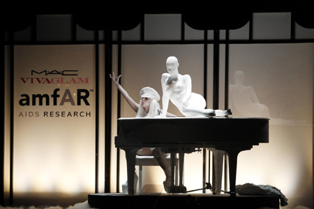 Lady Gaga attends a gala benefit for amfAR