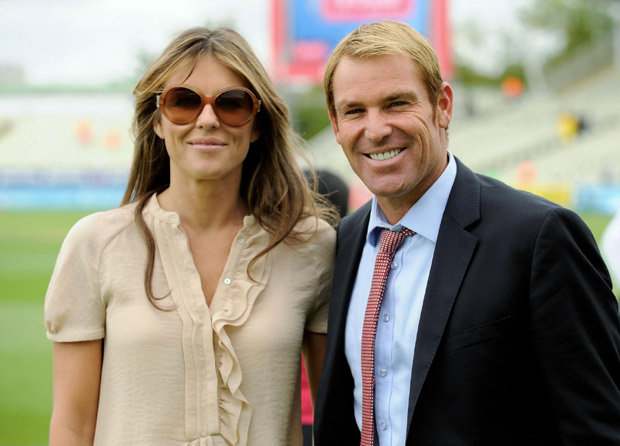 Liz Hurley poses with boyfriend