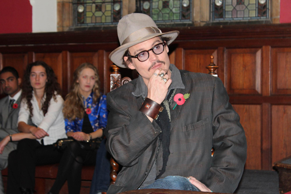 Depp answers questions in Oxford