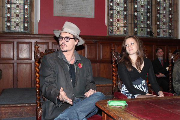 Depp answers questions in Oxford