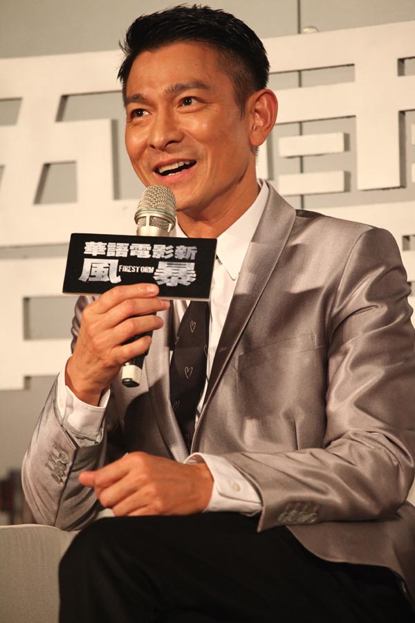 Andy Lau promotes upcoming 'Firestorm' in BJ