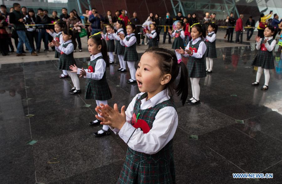 Children perform during China fairy tale festival in Shenzhen