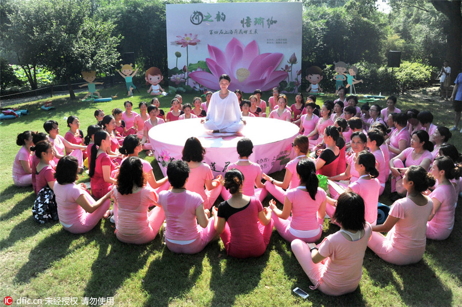 Performing yoga in scorching heat