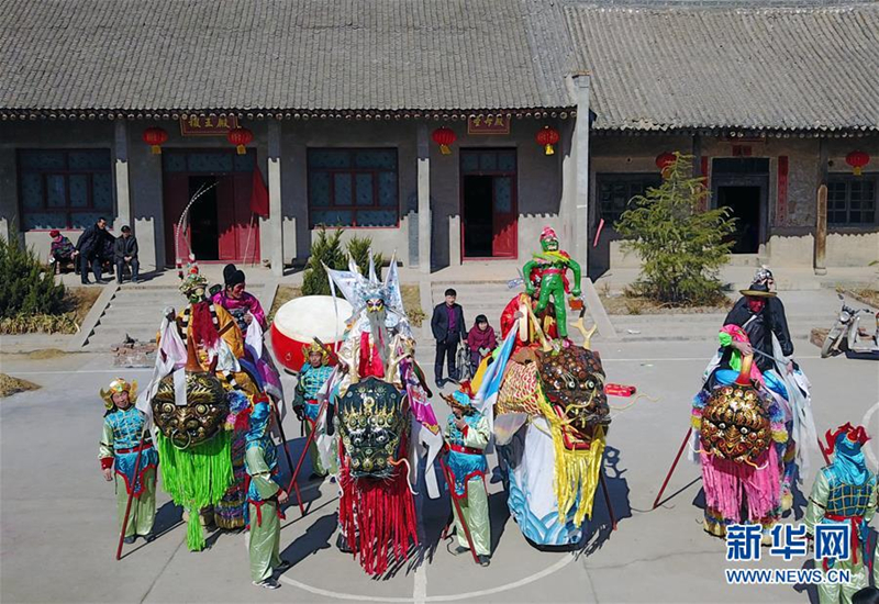 Beast stilts performance in rural Shanxi