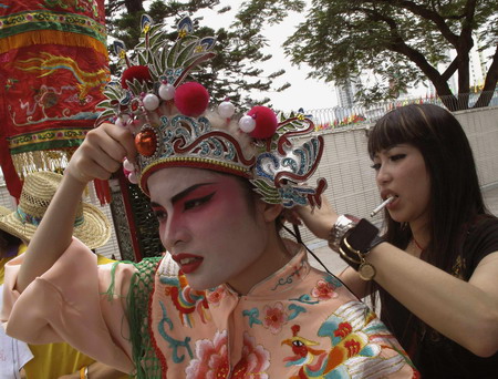 People celebrate Tin Hau festival in Hong Kong