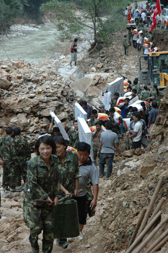 Clean-up in rain-battered town