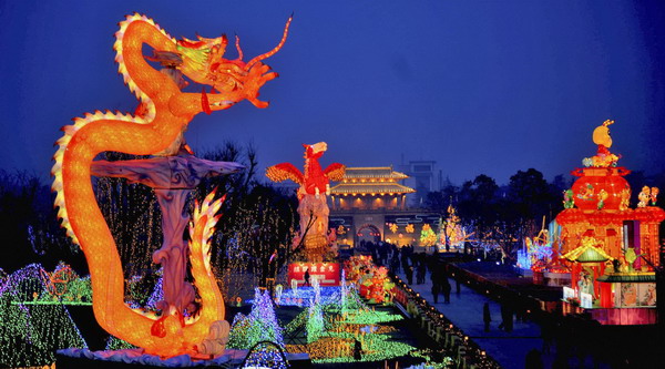 Lanterns lit up to celebrate Spring Festival