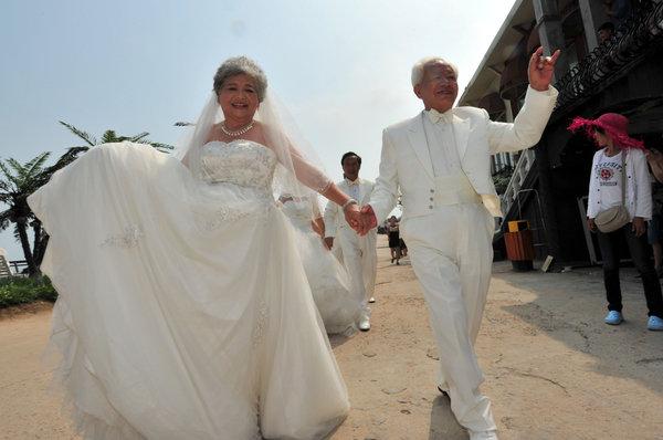 Wedding dresses shine on the old