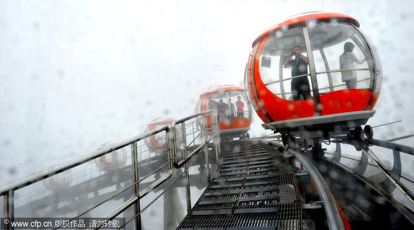 Spinning high above the city in S China