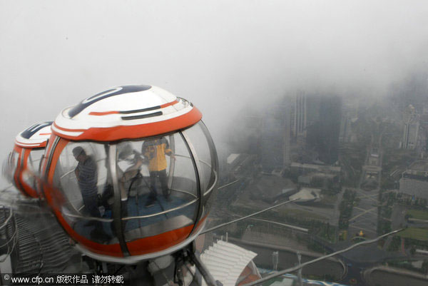 Spinning high above the city in S China