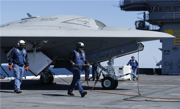 US Navy launches unmanned drone from carrier