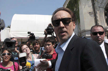 Nicolas Cage arrives at the Venice Film Festival