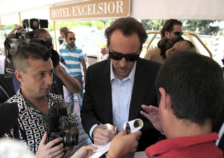 Nicolas Cage arrives at the Venice Film Festival