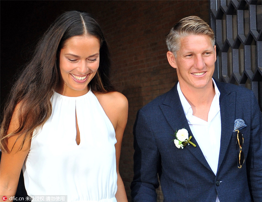 German footballer Schweinsteiger ties knot with tennis star Ivanovic