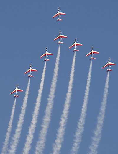 Patrouille de France performs in Dubai