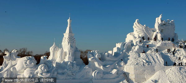 Swan girl rises out of snow in NE China