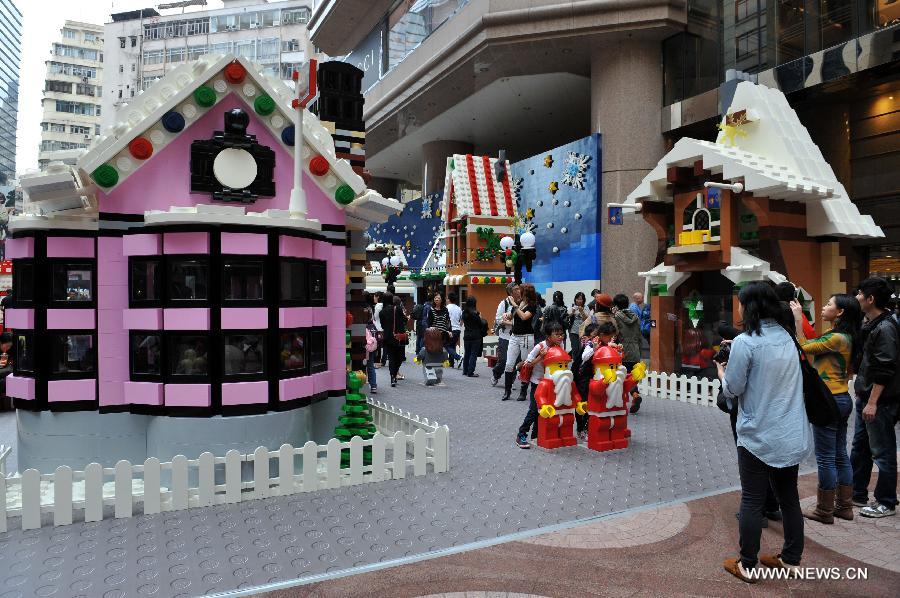 'Christmas village' built with building blocks opens in HK