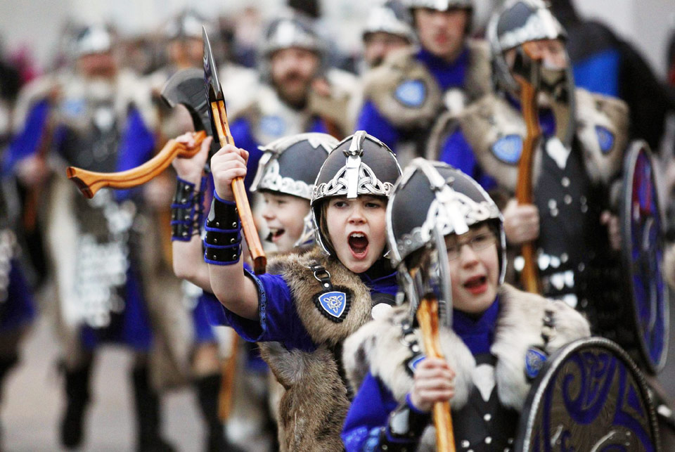 Jarl Squad vikings march through streets