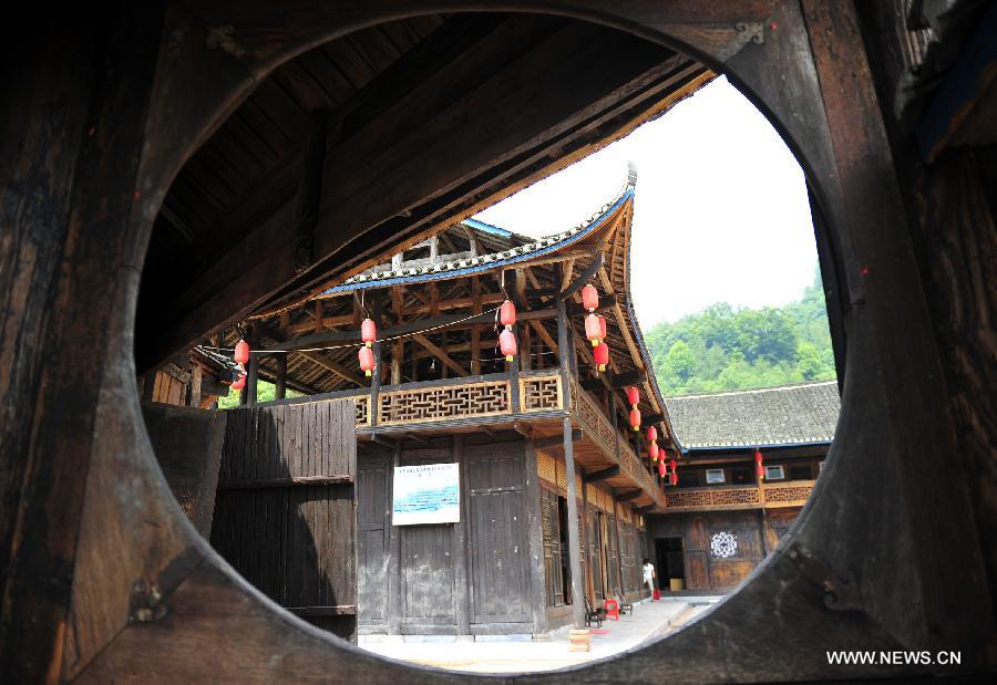 Scenery of stilted houses of Tujia ethnic group